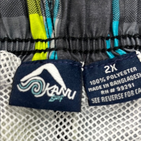 Kanu Surf Gray and Yellow Cargo Board Shorts/ Bathing Suit with Elastic Waist - Picture 2 of 9